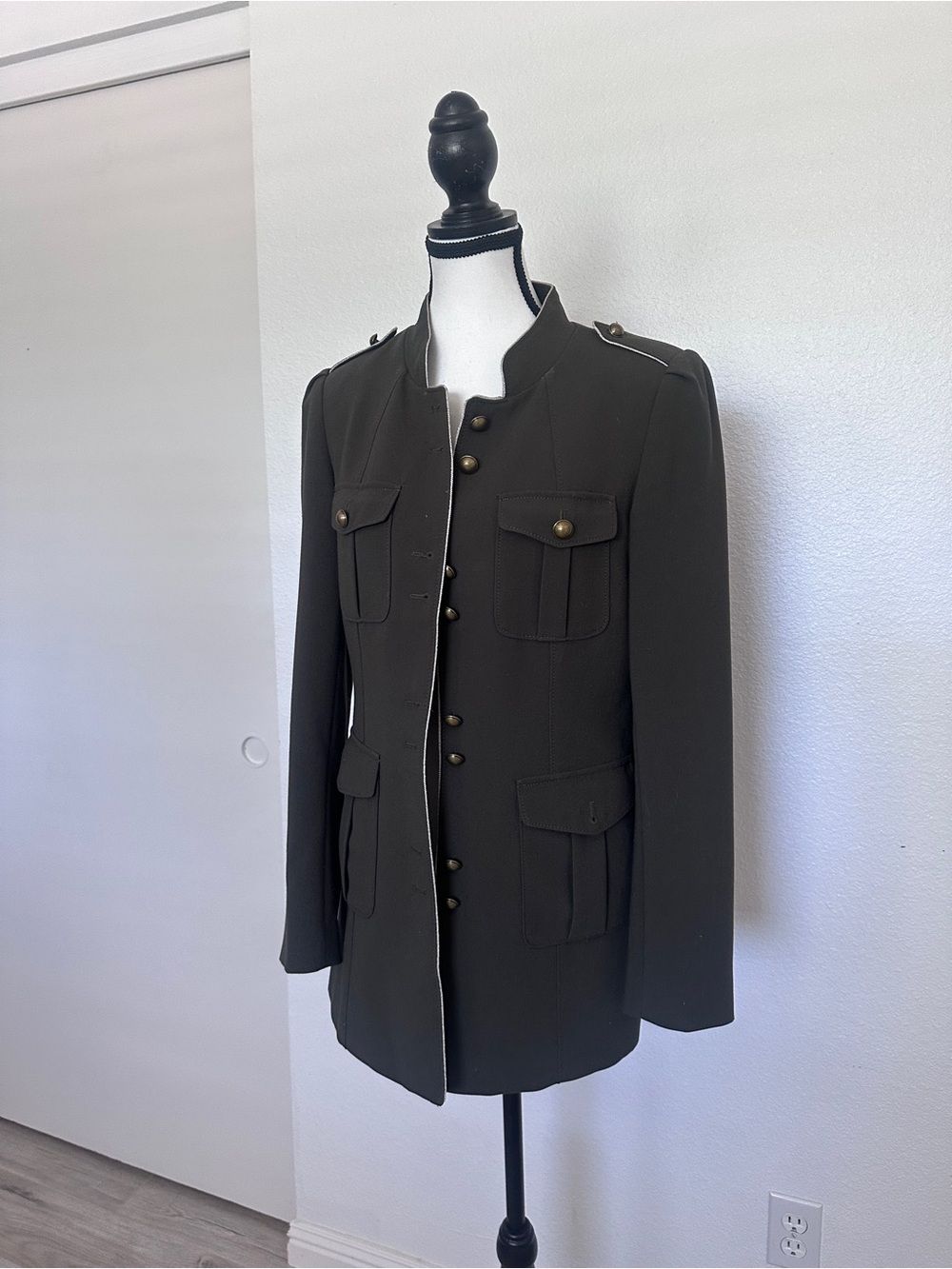 White House Black Market Olive Military-Style Field Jacket